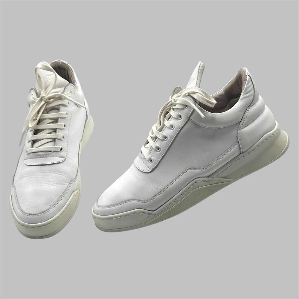 Filling Pieces Low Top Ghost Sneakers White Smooth Leather Mens Size EU 41 Shoes